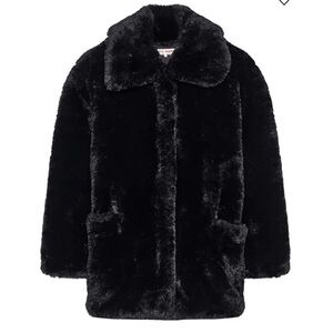 Free People Faux Fur Black Coat size L